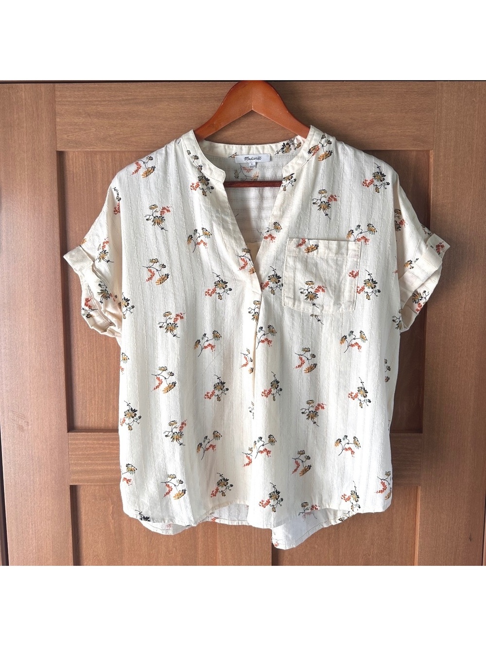 Madewell Bower Popover Shirt in Cream Marseille Daisies Women’s Small